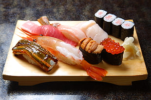 Japanese Dish on brown wooden tray