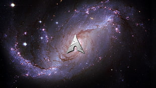 purple and black galaxy, Linux, Arch Linux, galaxy, universe