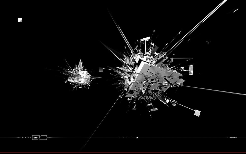 broken glass digital wallpaper, abstract, monochrome, black background HD wallpaper