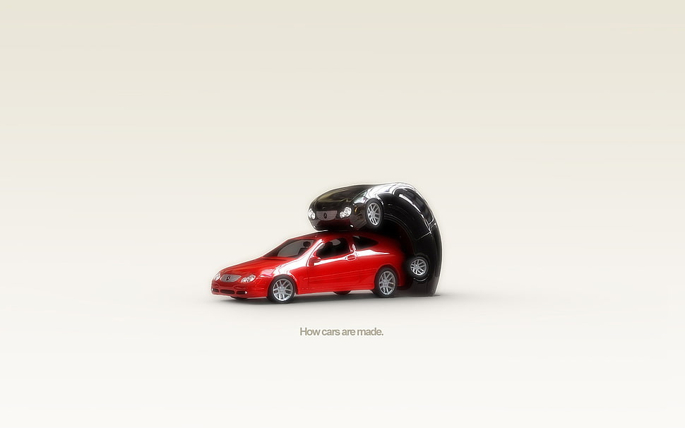 red and black cars, minimalism, humor, quote, car HD wallpaper