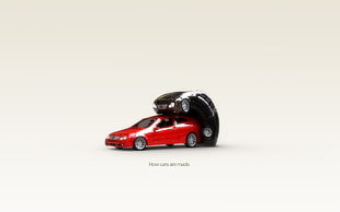 red and black cars, minimalism, humor, quote, car