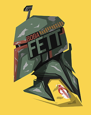 Star Wars Boba Fett painting, Star Wars, Boba Fett, yellow background, bounty hunter