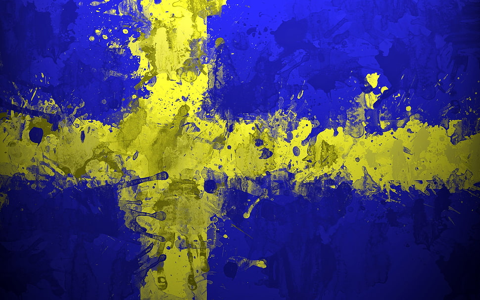 yellow and blue abstract illustration HD wallpaper