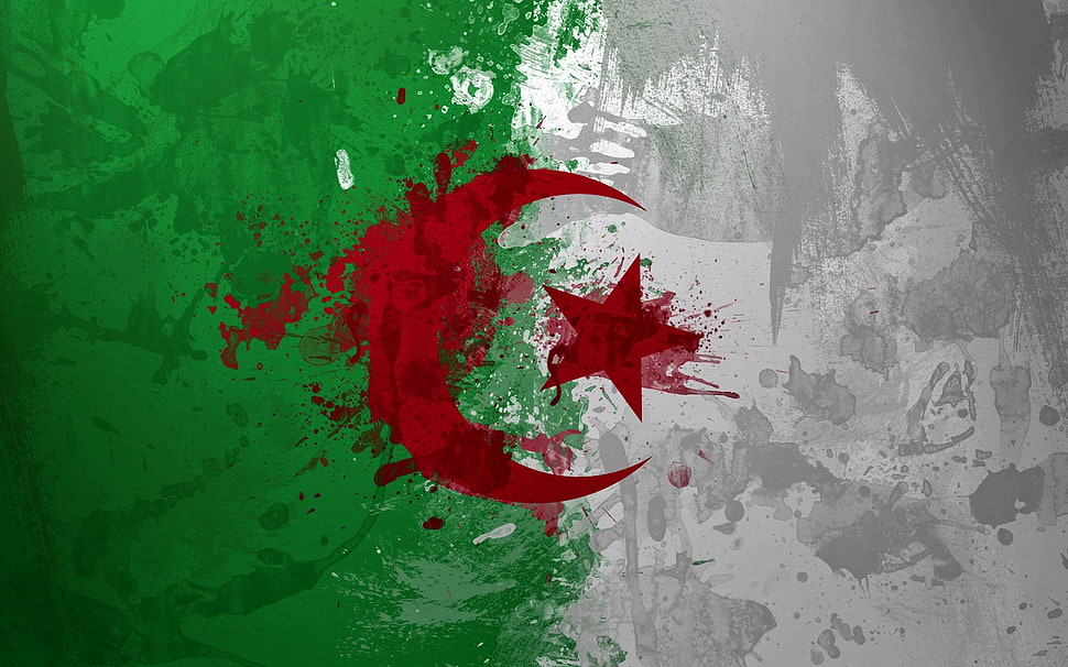 white red and green paint HD wallpaper