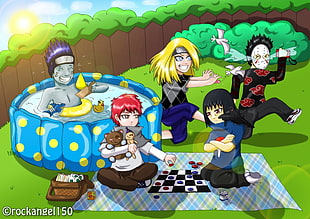 Naruto illustration, Naruto Shippuuden, fan art, Hoshigaki Kisame, swimming pool HD wallpaper