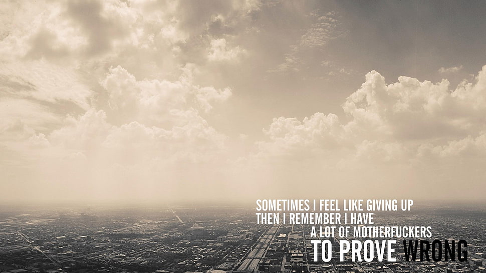 bird's eye vie city quote text overlay HD wallpaper