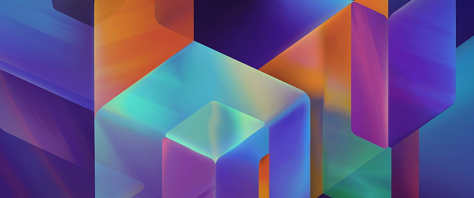 teal, purple, and orange 3D wallpaper, abstract, colorful, androids HD wallpaper