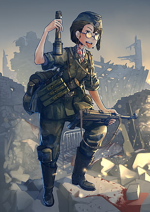 woman soldier digital wallpaper HD wallpaper