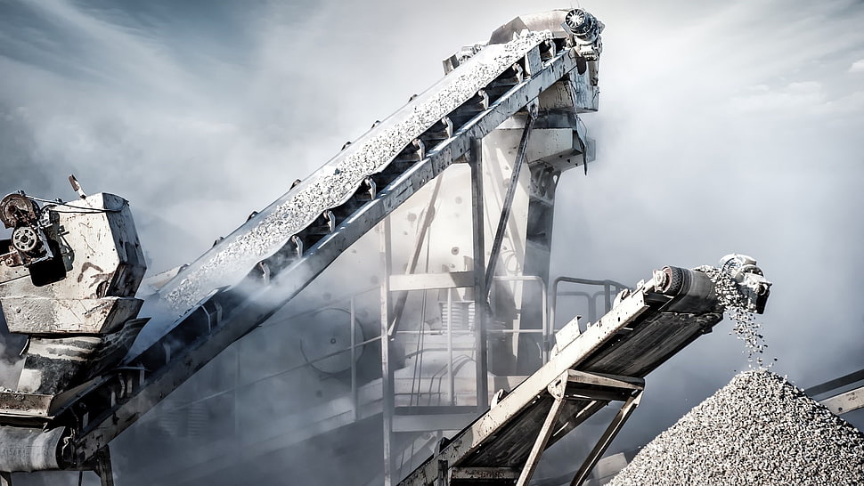 gray rocks, machine, technology HD wallpaper