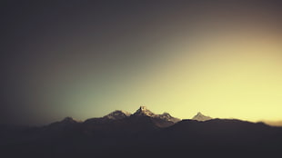 snow capped mountains in tilt-shift photography, landscape, mountains