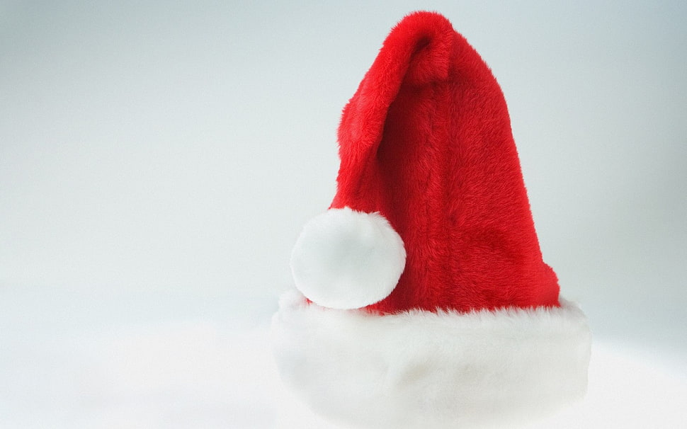 red santa hat HD wallpaper