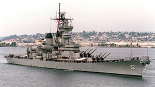 gray battleship, warship, military, vehicle, ship