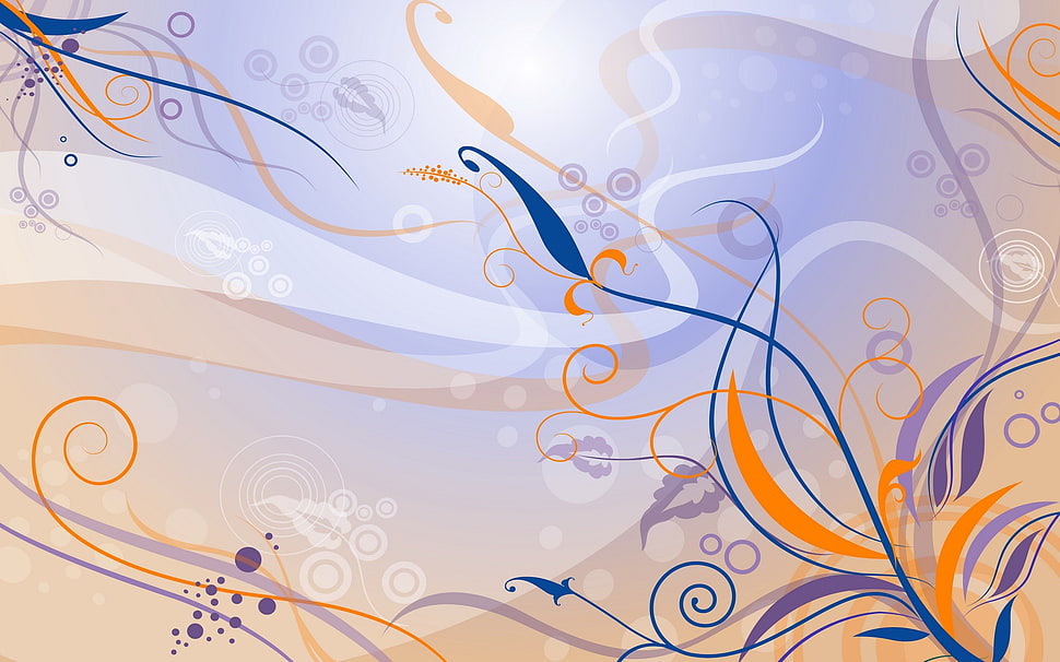 white, purple and orange abstract illustration HD wallpaper