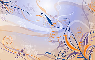 white, purple and orange abstract illustration