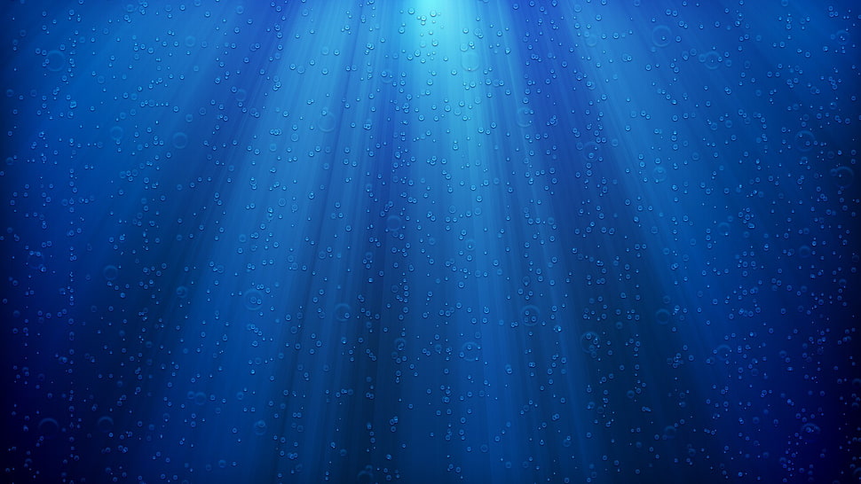 blue light ray, water, bubbles, artwork HD wallpaper