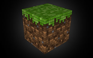 brown and green Minecraft cube