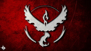 white and red bird logo, Pokemon Go, Team Valor , Pokémon, red