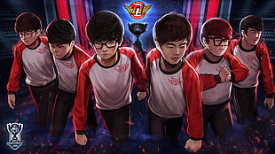 group of six boys digital wallpaper, League of Legends, SKT T1