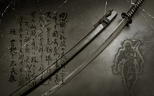 black handled katana with sheath HD wallpaper