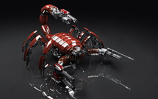 red and grey scorpion robot, photo manipulation, scorpions