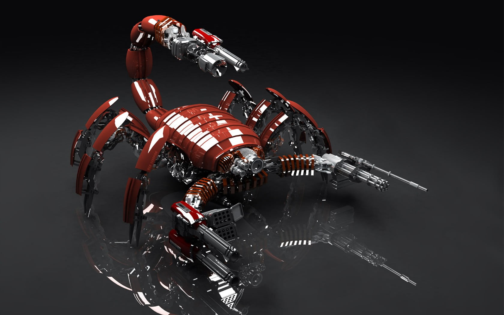 red and grey scorpion robot, photo manipulation, scorpions