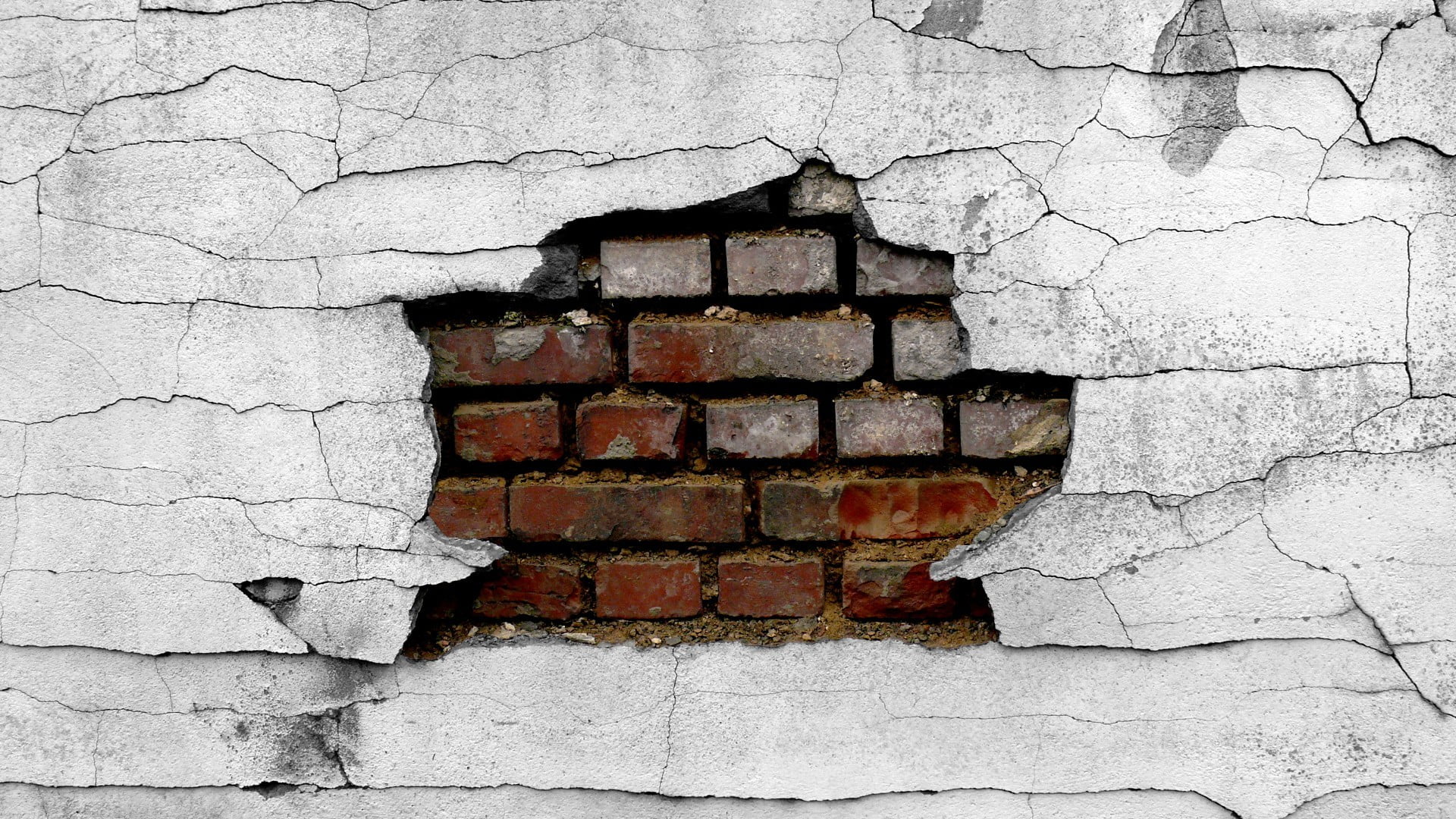 Break Gray Wall Cracked Bricks Broken Hd Wallpaper Wallpaper Flare