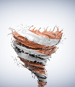 swirling white and brown liquid digital wallpaper