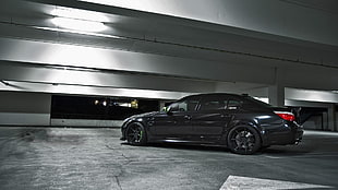 black sedan, car, BMW E60