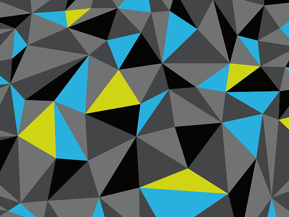 gray, blue, and yellow digital wallpaper, low poly, abstract HD wallpaper