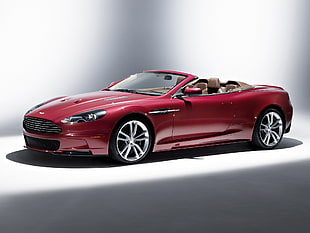 red Aston Martin convertible coupe HD wallpaper