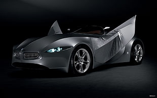 matte gray BMW coupe, car, BMW