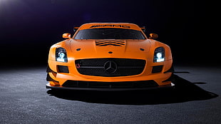 orange Mercedes-Benz car, Mercedes-Benz, car