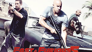 Fast & Furious 5 poster, movies, Fast and Furious, Dwayne Johnson, Paul Walker HD wallpaper