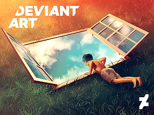 Deviantart logo, DeviantArt, AquaSixio, window, artwork HD wallpaper