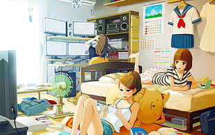 three women in room animated illustration