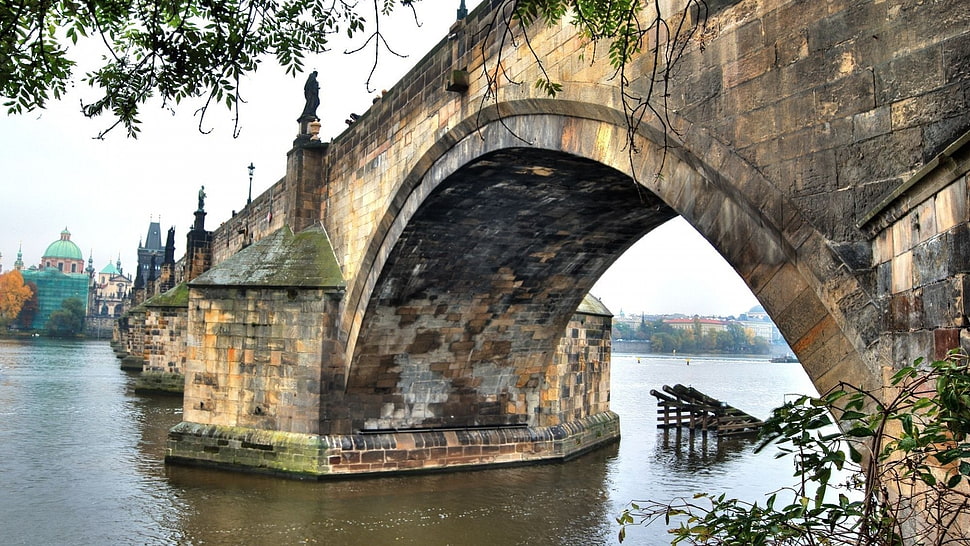 brown and white concrete house, architecture, bridge, Charles Bridge, Prague HD wallpaper