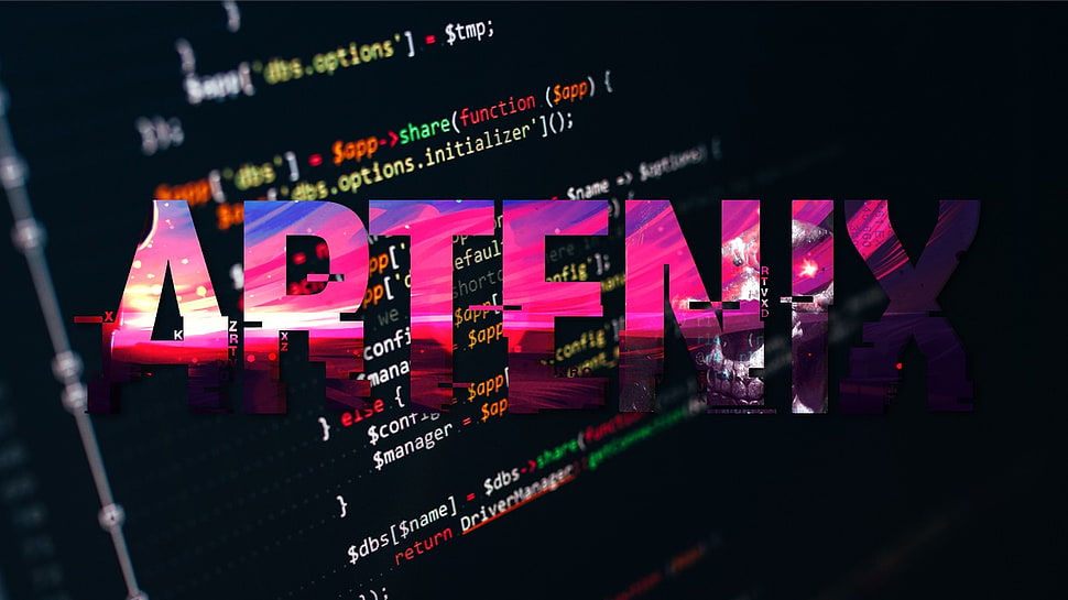 pink Artenix text, programming HD wallpaper