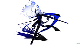 white haired male anime character wallpaper, blue, sword, original characters, Elsword