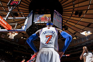 men's white basketball jersey, NBA, basketball, New York City, New York Knicks HD wallpaper