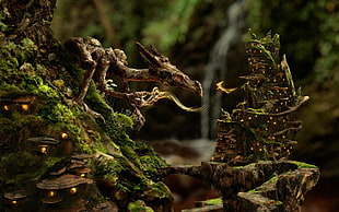 miniature structure, fantasy art, digital art, creature, wood HD wallpaper