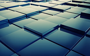 black and blue wooden bed frame, pattern, cube