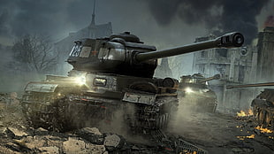 black war tank illustration, World of Tanks, wargaming, IS-2, tank