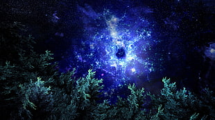 fractal, forest, space, nebula HD wallpaper