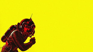 astronaut wallpaper, Have Space Suit Will Travel, yellow background, vintage, astronaut HD wallpaper