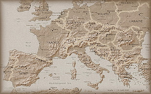 brown and white area rug, map, Europe, European map, nature