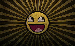 yellow sun emoticon illustration, awesome face, artwork, smiley HD wallpaper