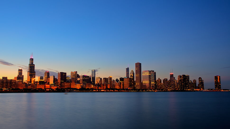 panorama photo of city, city, Chicago, Illinois, USA HD wallpaper