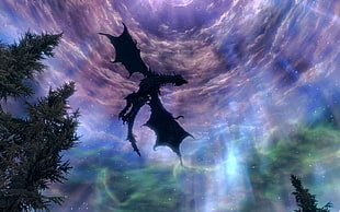 black dragon illustration, The Elder Scrolls V: Skyrim