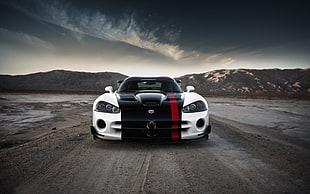 black and white sports car, car, Dodge, Dodge Viper, vehicle