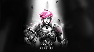 League of Legends Vi wallpaper, Vi (League of Legends), League of Legends, selective coloring, fantasy girl HD wallpaper